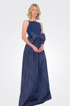 Harlee Taffeta Bow Gown - Blu Notte by Chiara Boni | 25 South Boutiques