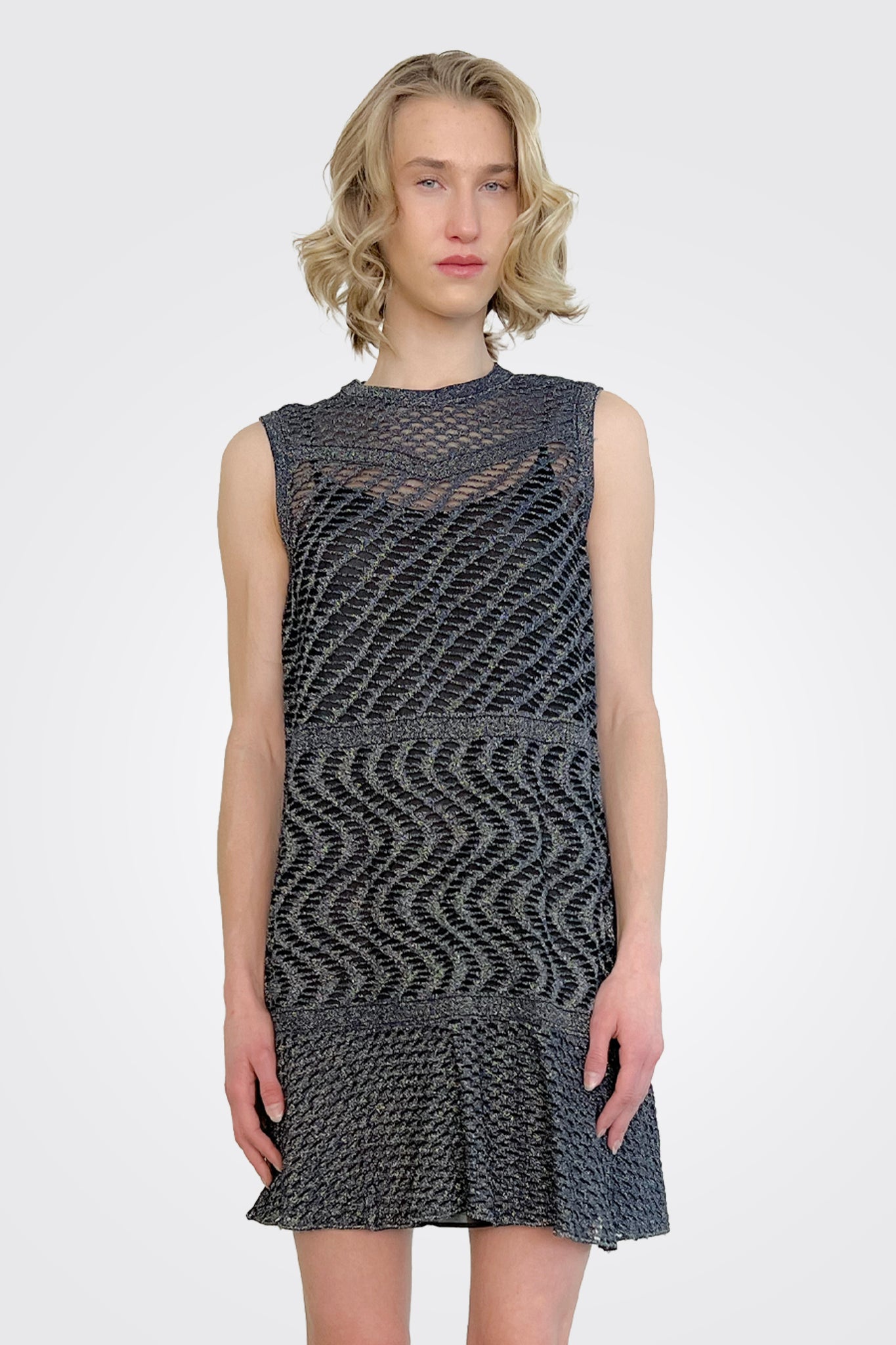 Crewneck Mini Dress - Navy by Missoni — alternate view