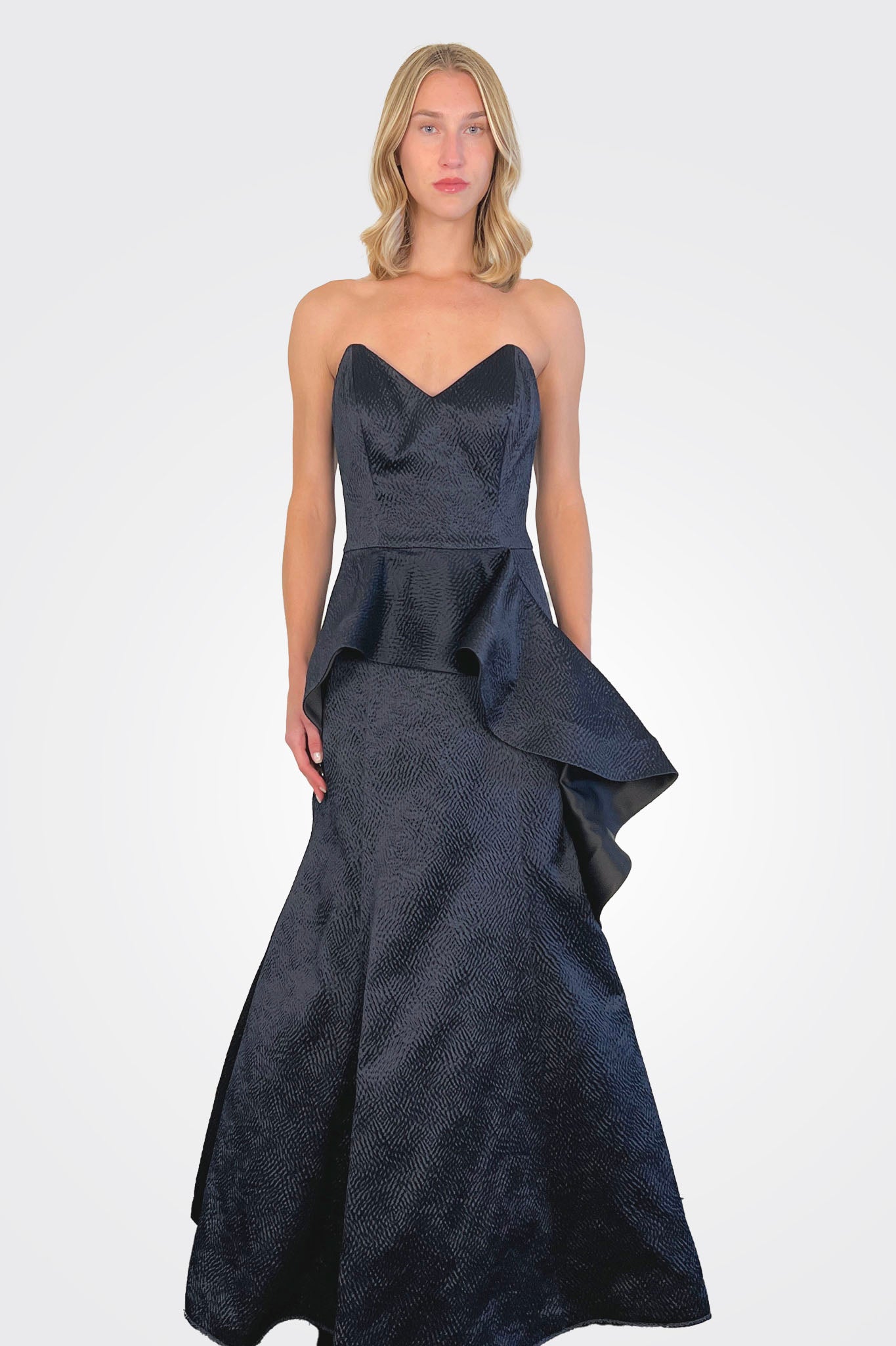 Strapless Ruffle Gown - Navy by Tina Di Martina | 25 South Boutiques