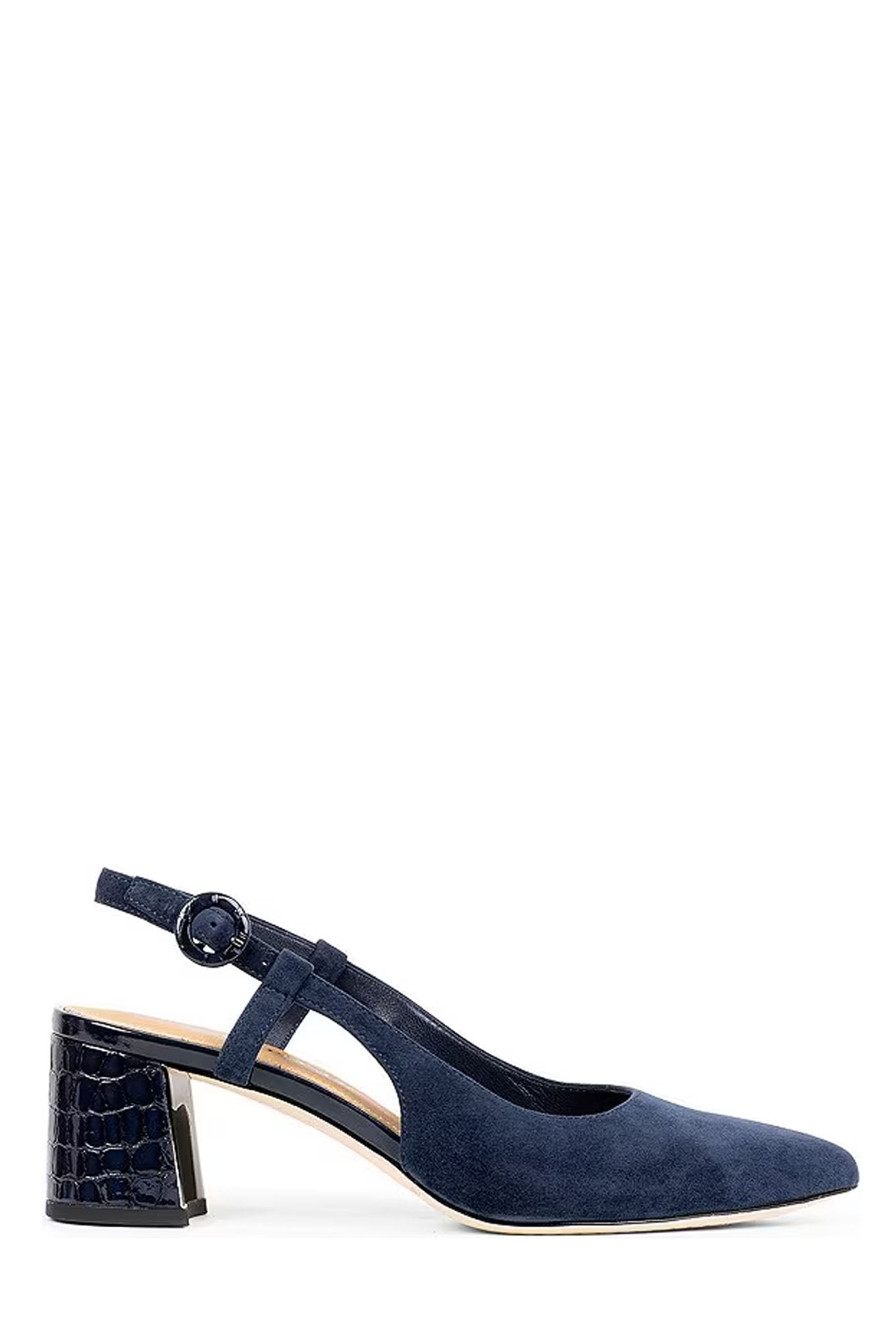 Song Croc Heel - Navy Suede by Donald Pliner | 25 South Boutiques