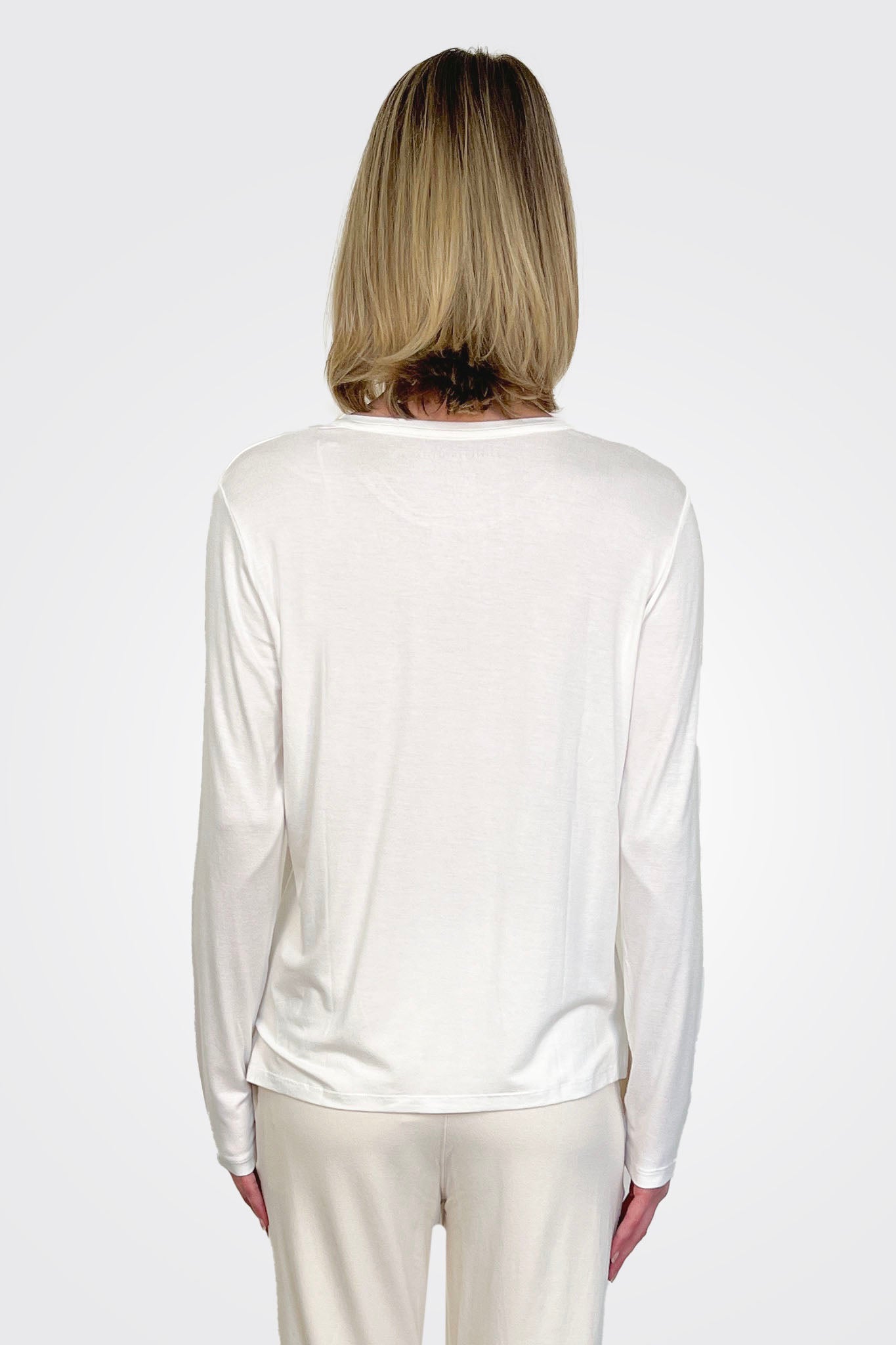Soft Touch Semi Relaxed Crewneck - Off White by Majestic — alternate view