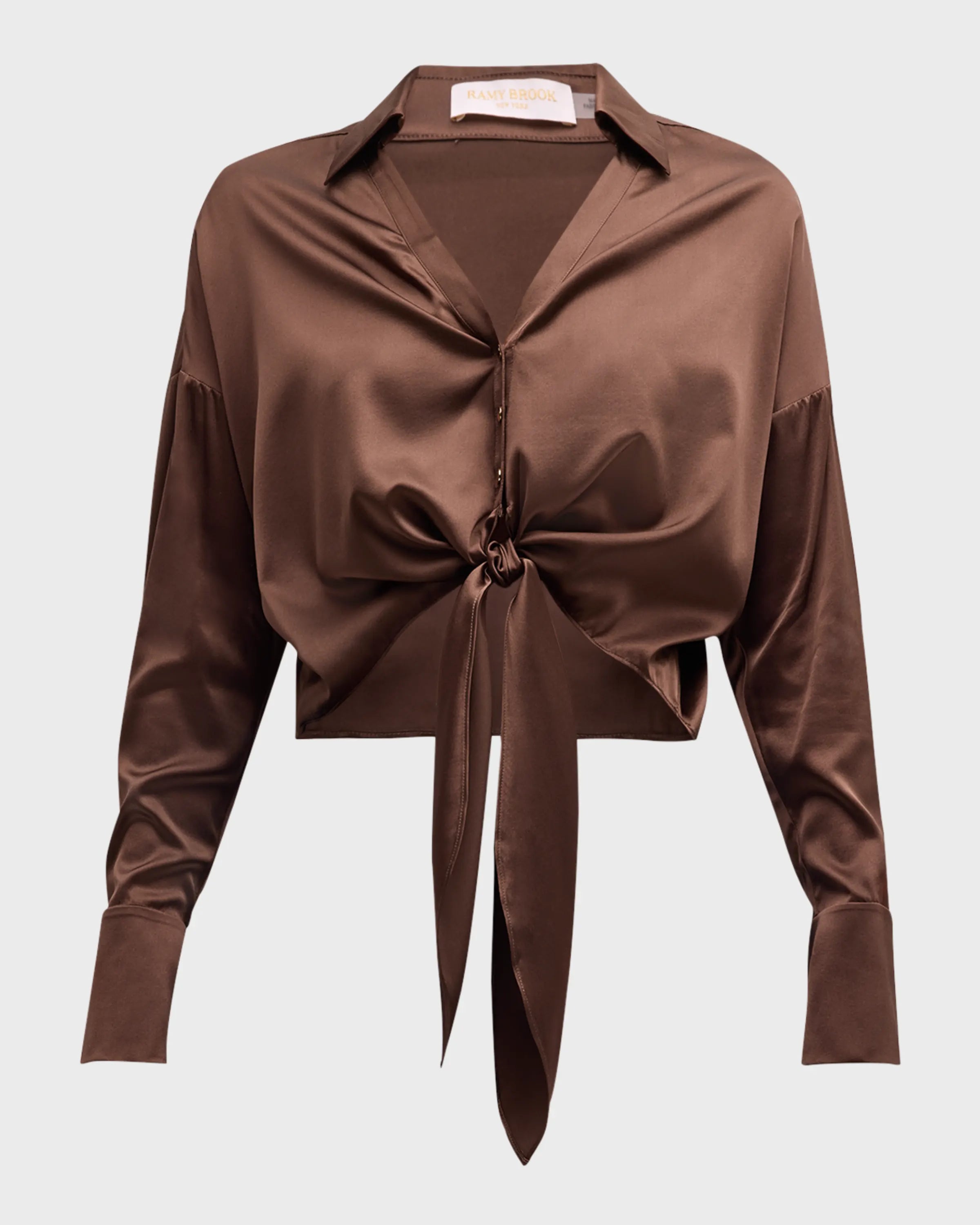 Farrah Silk Tie Front Blouse - Desert by Ramy Brook — view 7