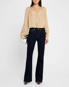 Stripe Button Front Top - Champagne Multi by Frame — view 4