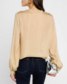 Stripe Button Front Top - Champagne Multi by Frame — view 3