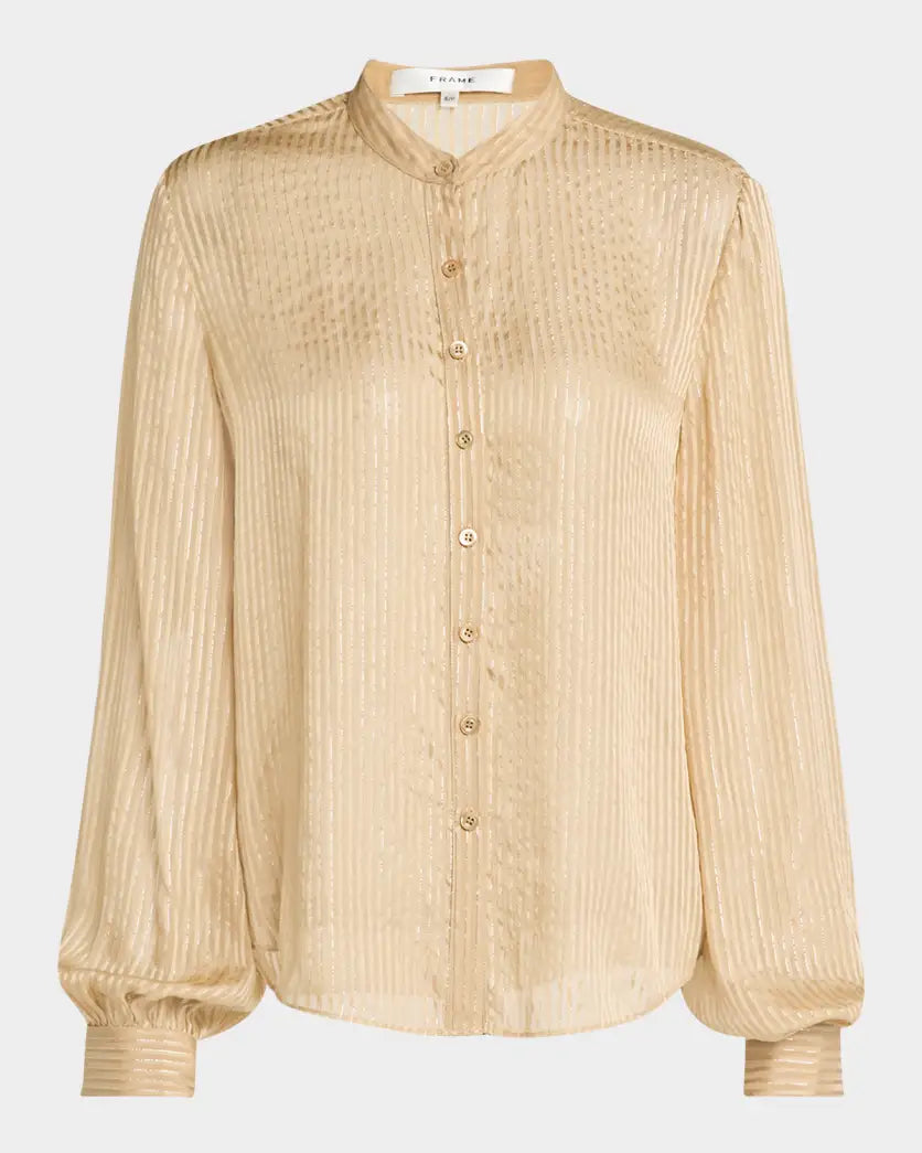 Stripe Button Front Top - Champagne Multi by Frame — view 5