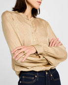 Stripe Button Front Top - Champagne Multi by Frame — alternate view