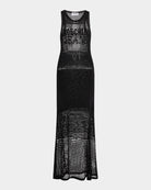 Open-Knit Sleeveless Logo Tank Dress - Black by Moschino — view 3