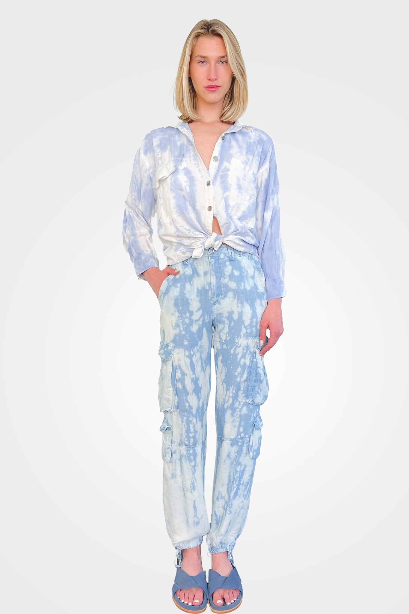 Tie Dye Button Down - Blue by The Nu Vintage — alternate view