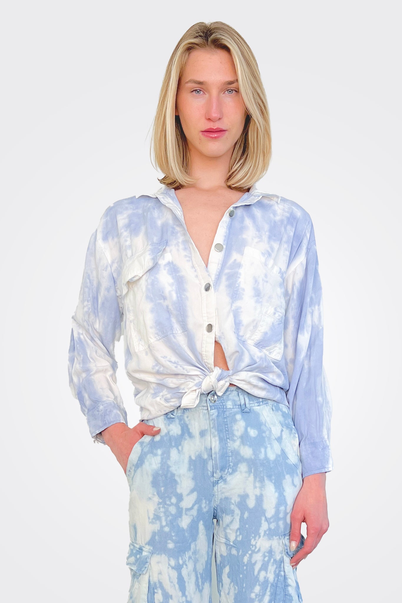Tie Dye Button Down - Blue by The Nu Vintage | 25 South Boutiques