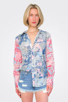 Printed Button Down - Blue Multi by The Nu Vintage | 25 South Boutiques