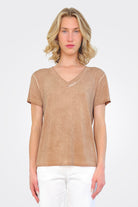 Tenna V Neck Shirt - Camel by Nu Denmark | 25 South Boutiques