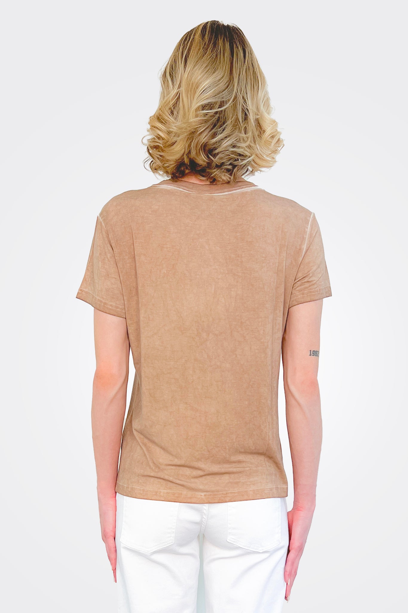 Tenna V Neck Shirt - Camel by Nu Denmark — view 3