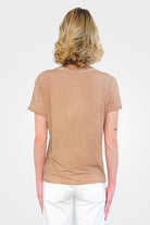 Tenna V Neck Shirt - Camel by Nu Denmark — view 3