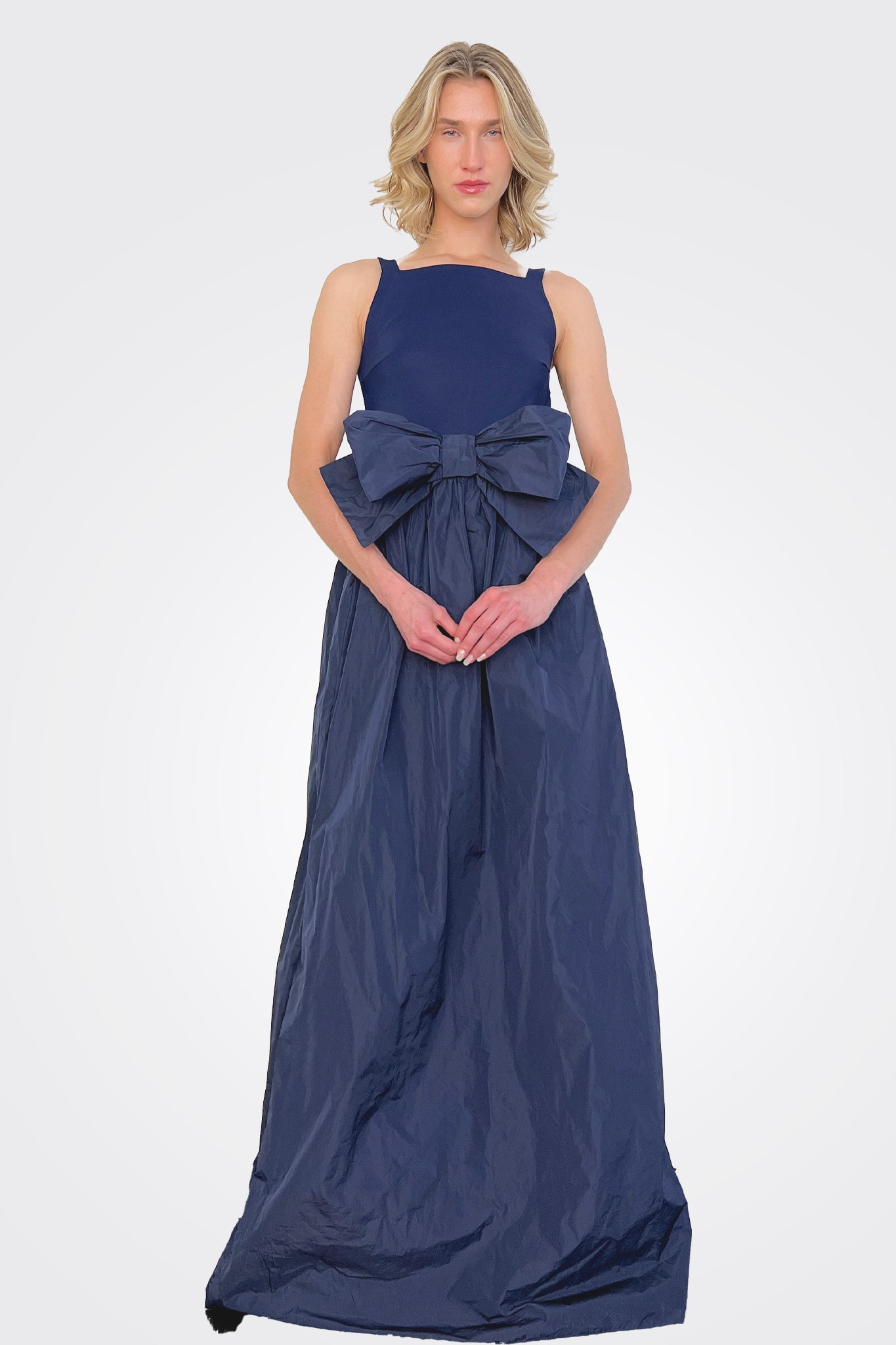 Harlee Taffeta Bow Gown - Blu Notte by Chiara Boni — view 3