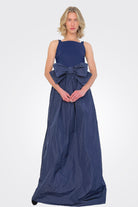 Harlee Taffeta Bow Gown - Blu Notte by Chiara Boni — view 3