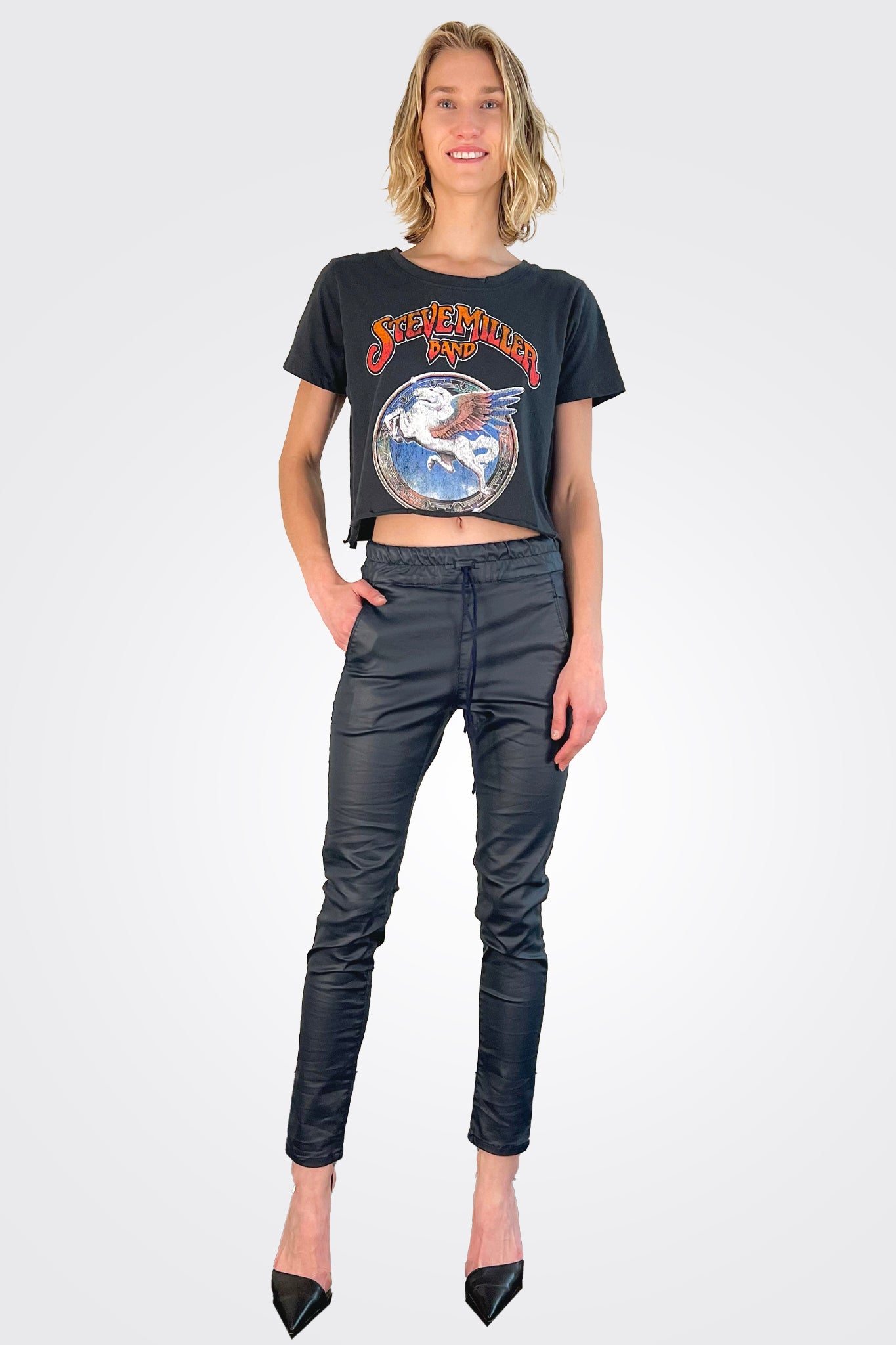 Shely Pants - Navy Vegan Leather by Bevy Flog | 25 South Boutiques