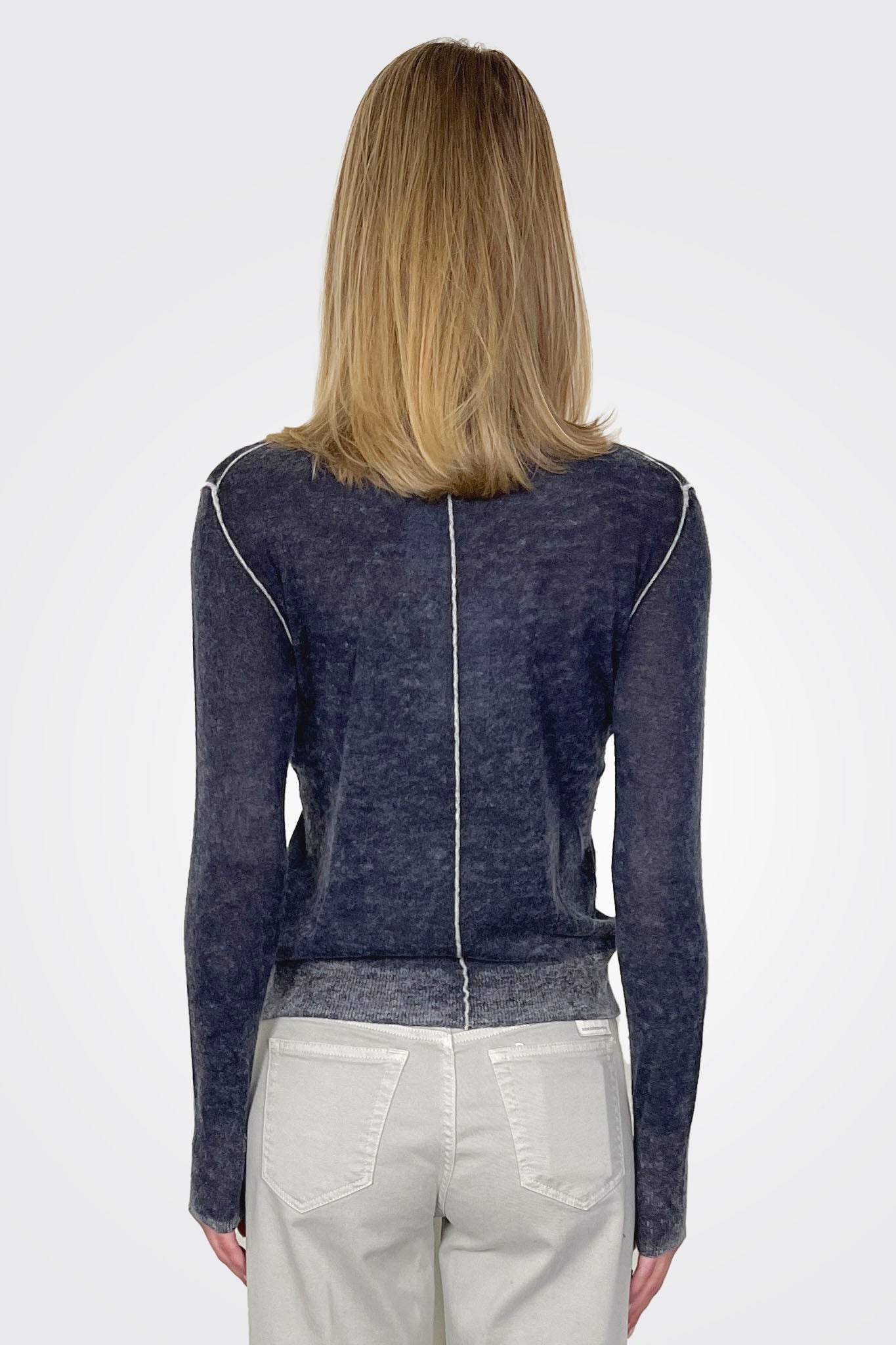 Mockneck Center Seam Top - Navy Wash by Autumn Cashmere — alternate view