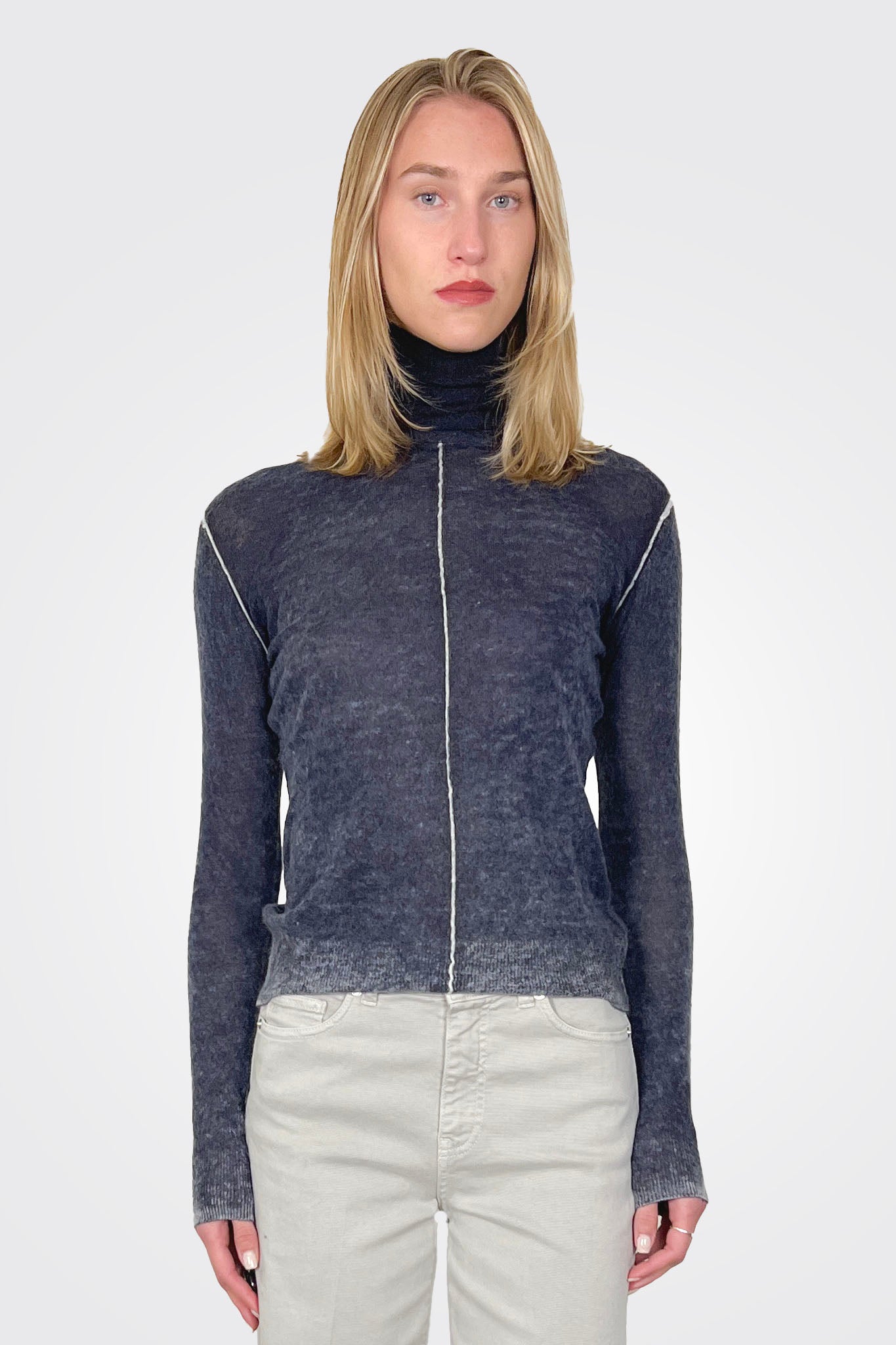Mockneck Center Seam Top - Navy Wash by Autumn Cashmere | 25 South Boutiques