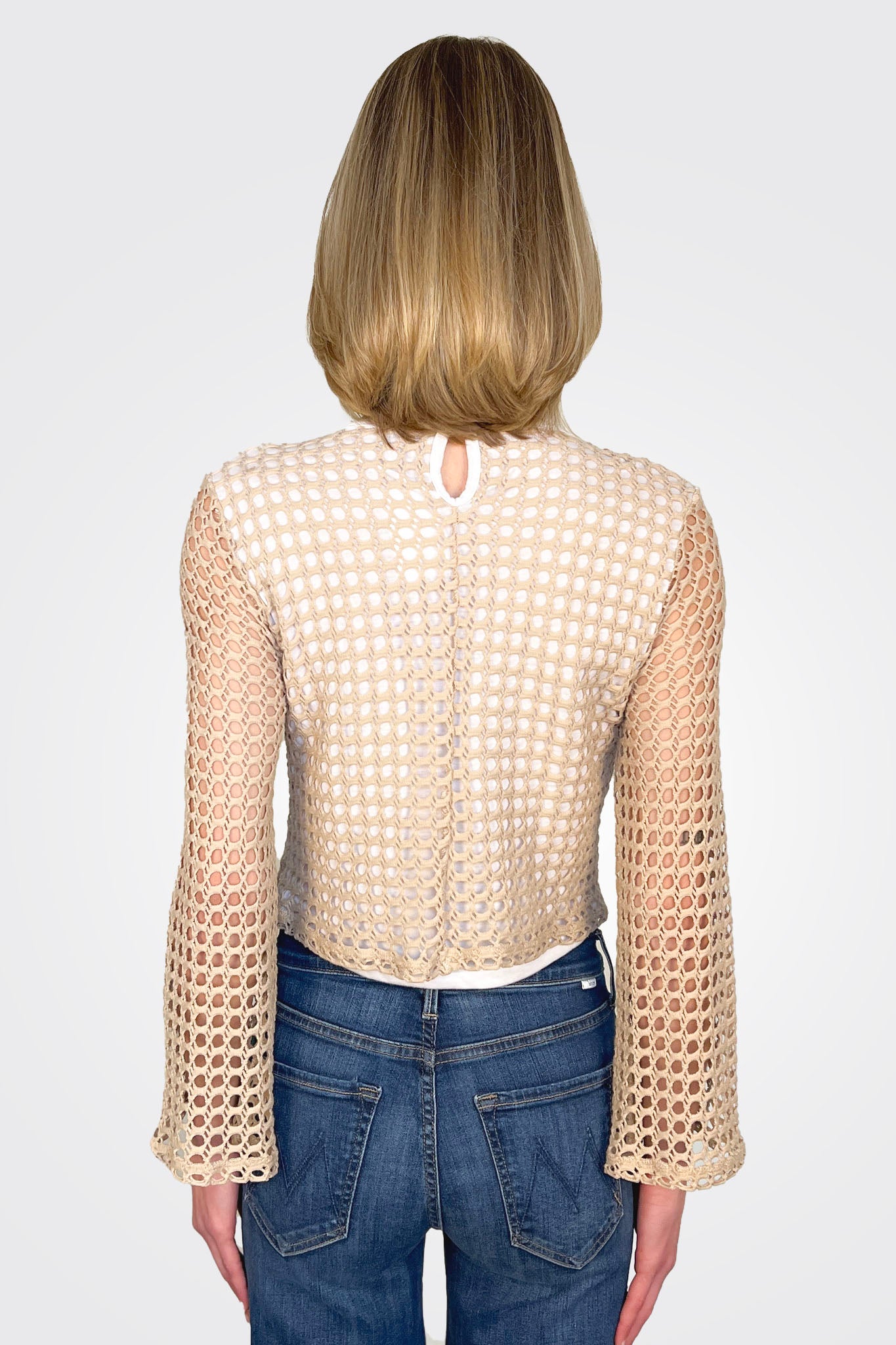 Knit Bell Sleeve Top - Oatmeal Yellow by Pete — alternate view