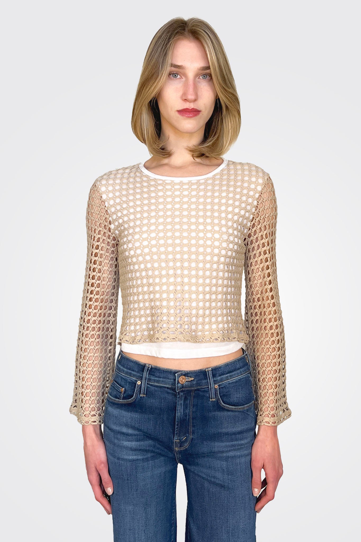 Knit Bell Sleeve Top - Oatmeal Yellow by Pete | 25 South Boutiques