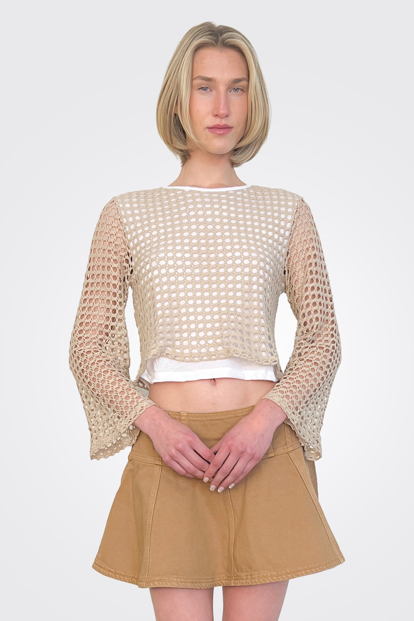 Knit Bell Sleeve Top - Oatmeal by Pete | 25 South Boutiques