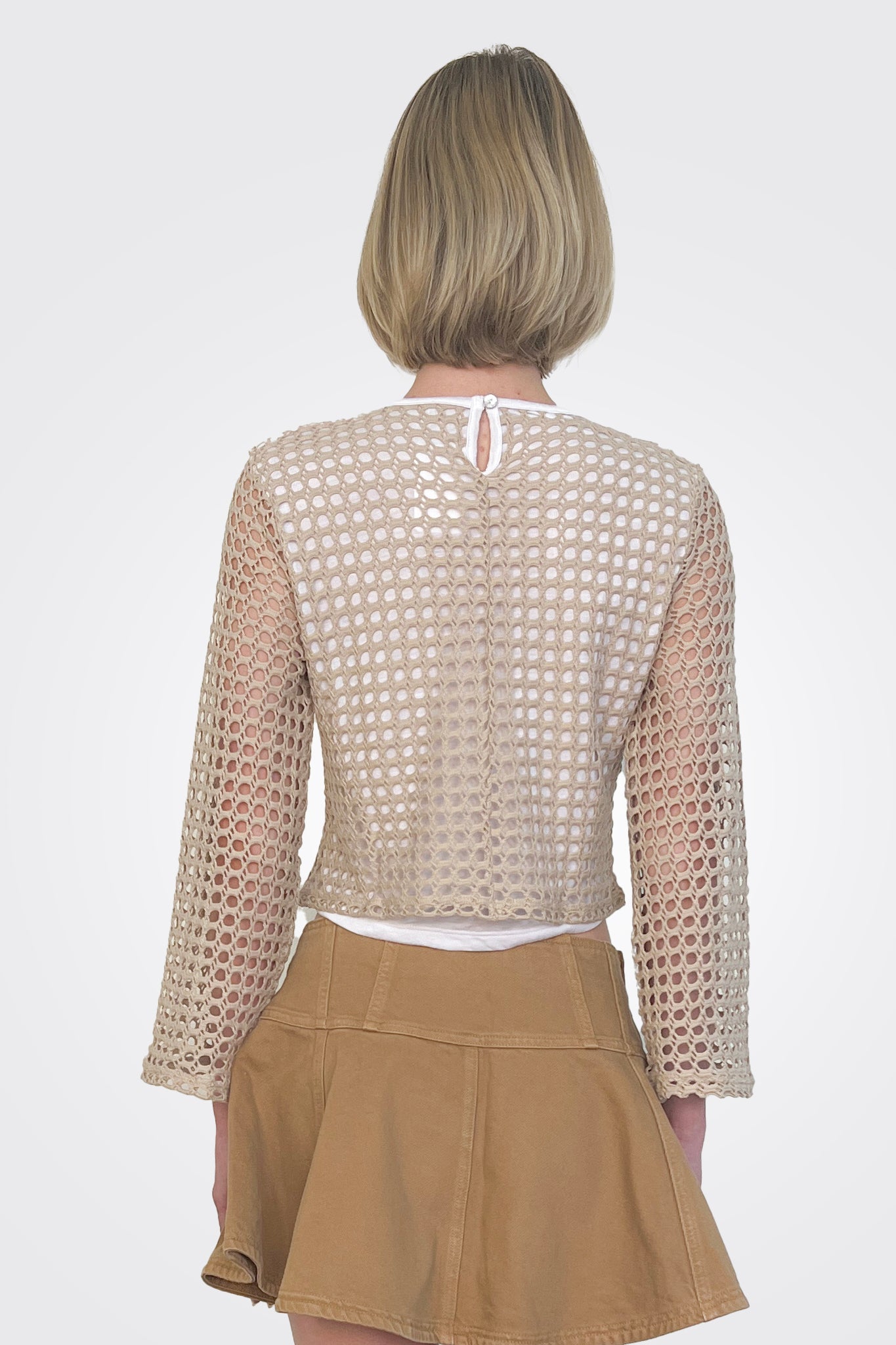 Knit Bell Sleeve Top - Oatmeal by Pete — alternate view