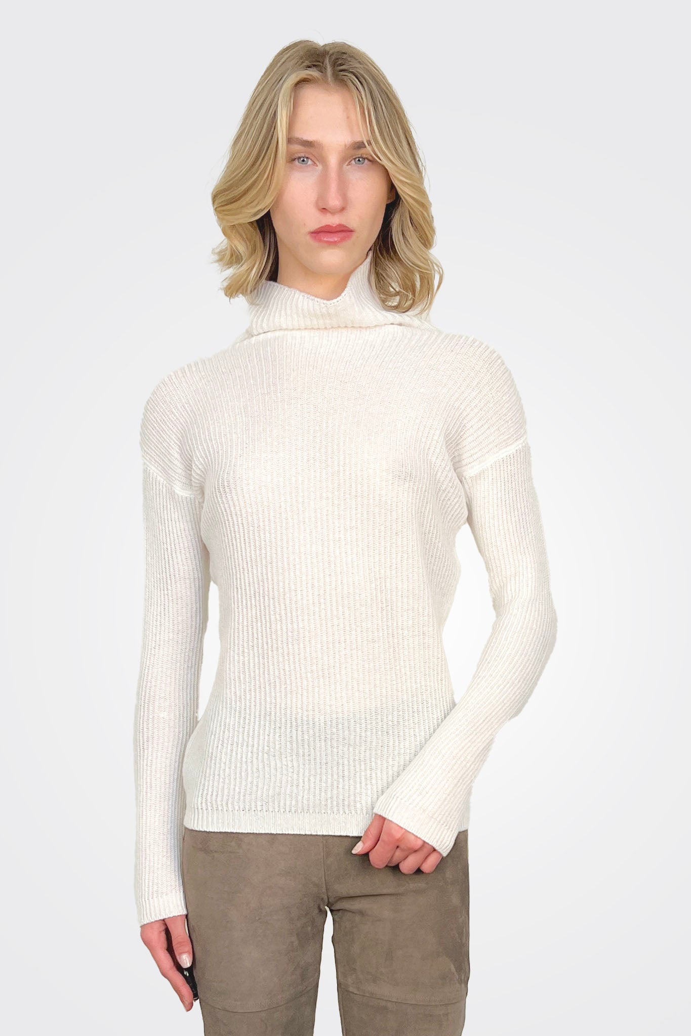 Fitted Turtleneck Sweater - Off White by Private 0204 — alternate view