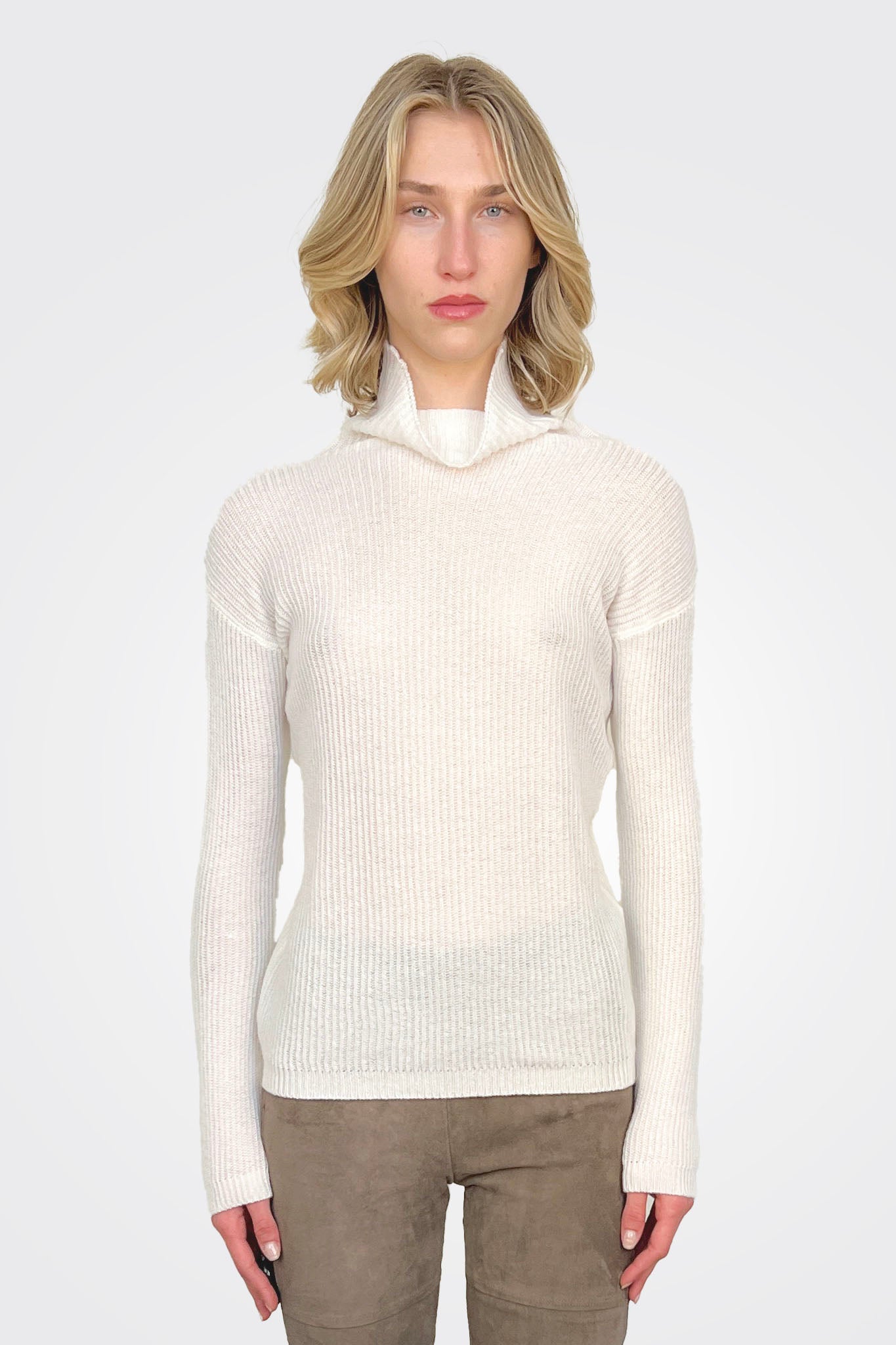 Fitted Turtleneck Sweater - Off White by Private 0204 | 25 South Boutiques