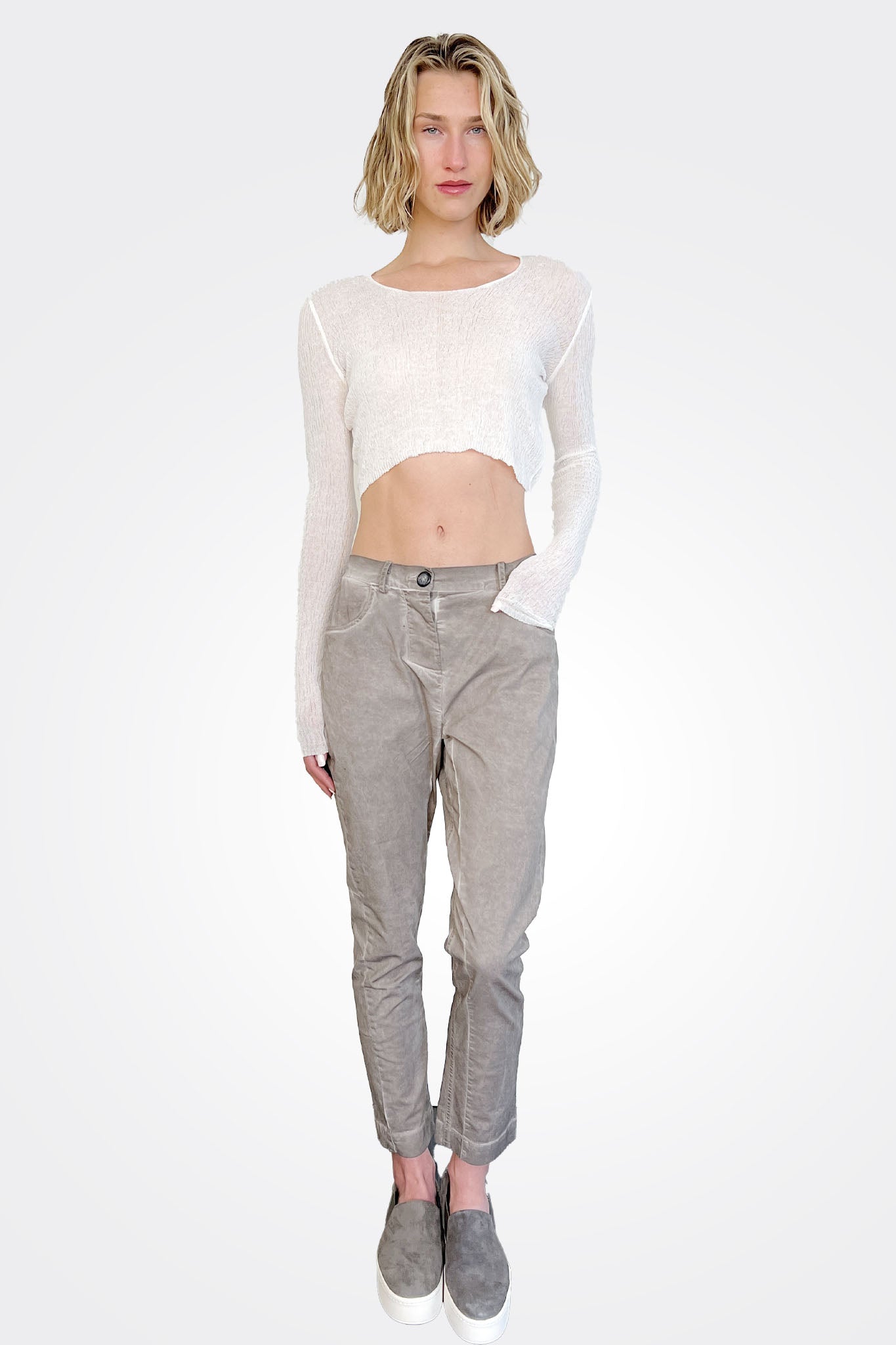 Wana Knit Crop Top - Off White by Studio B3 — alternate view