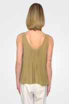 Pleated Mixed Media Tank - Olive by Transit Par-Such — alternate view
