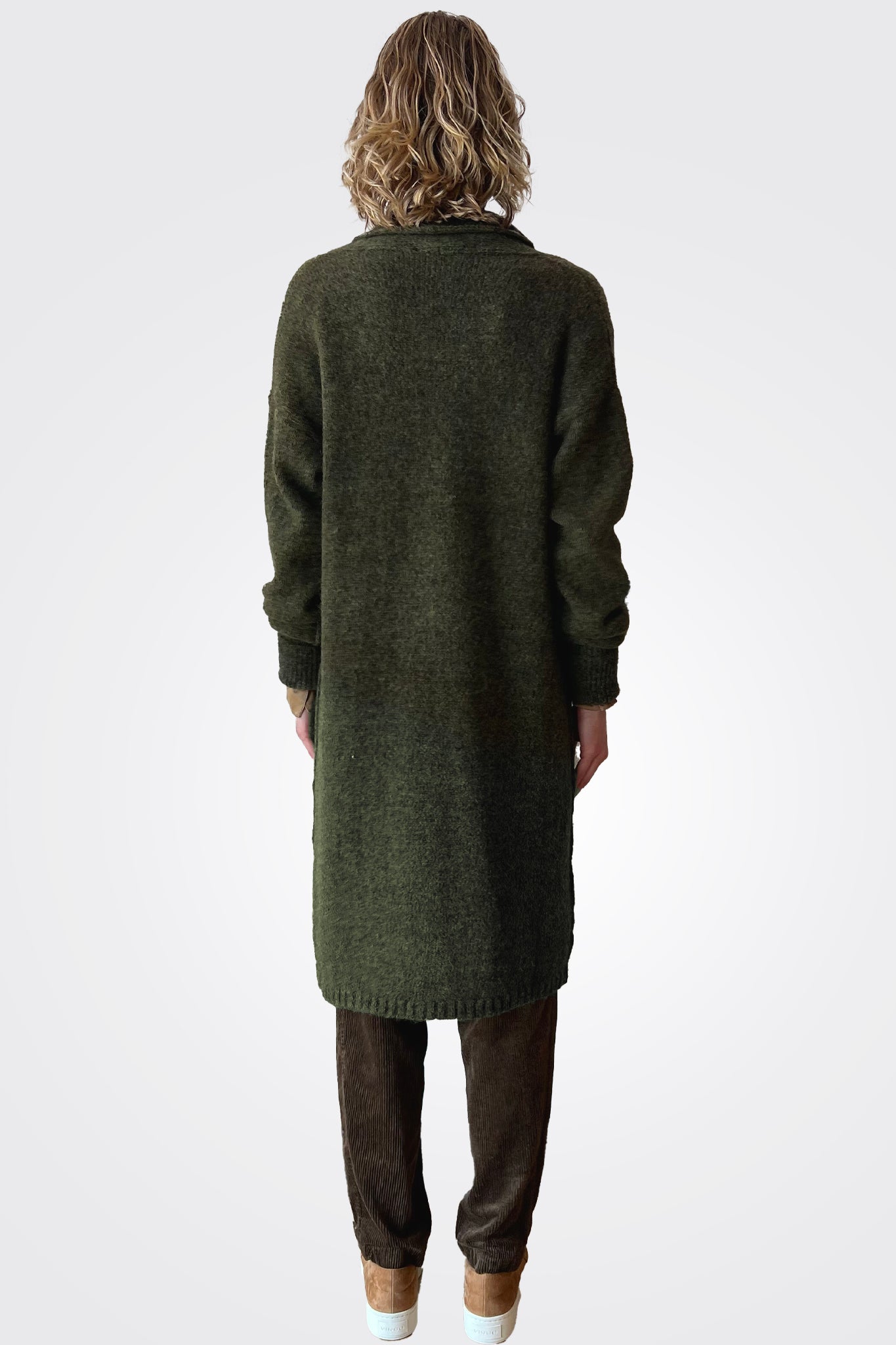 Oversized Alpaca Wool Blend Cardigan - Olive by Transit Par-Such — view 3