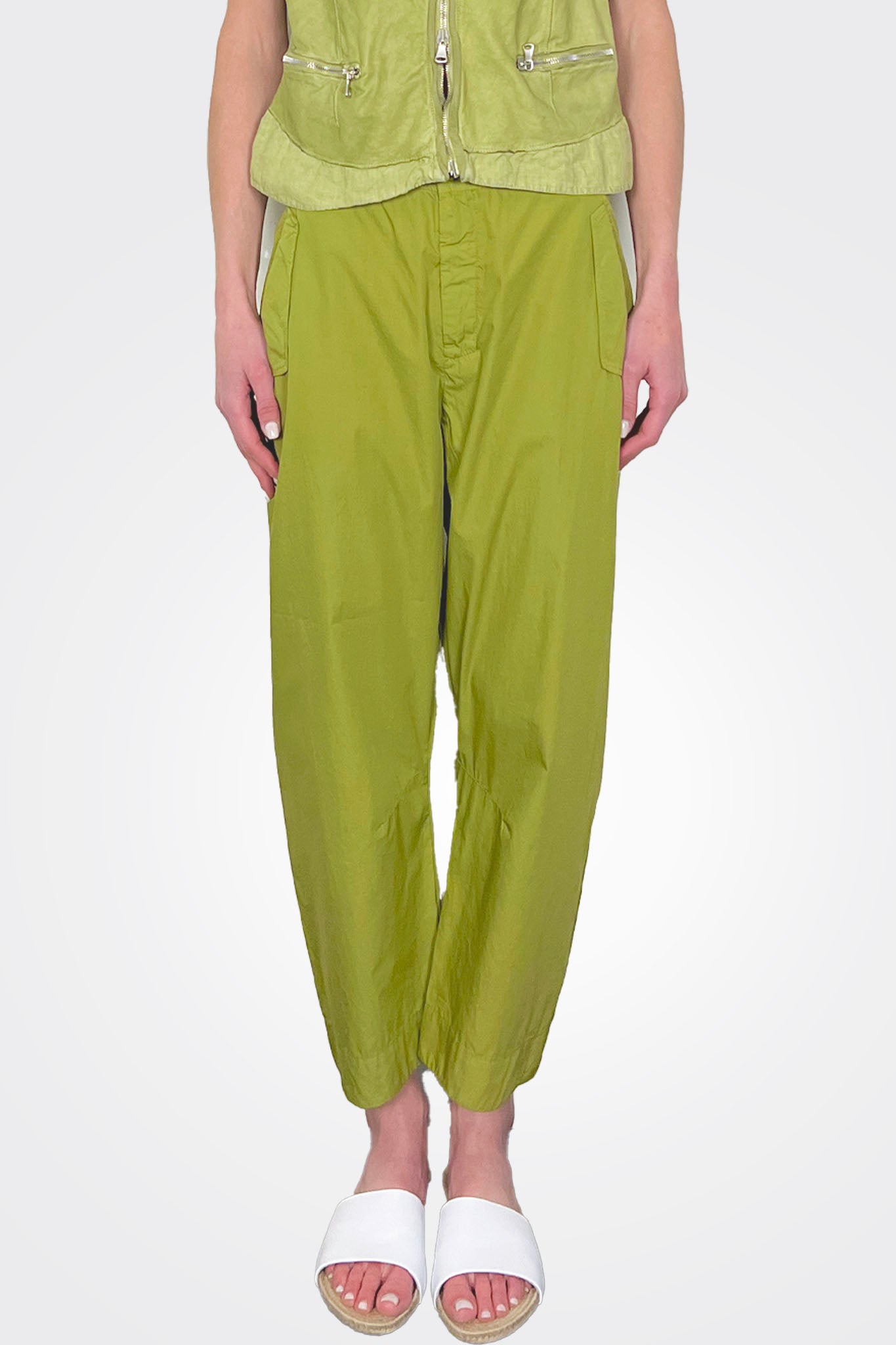 Comfort Fit Light Cotton Trousers - Olive by Transit Par-Such — alternate view