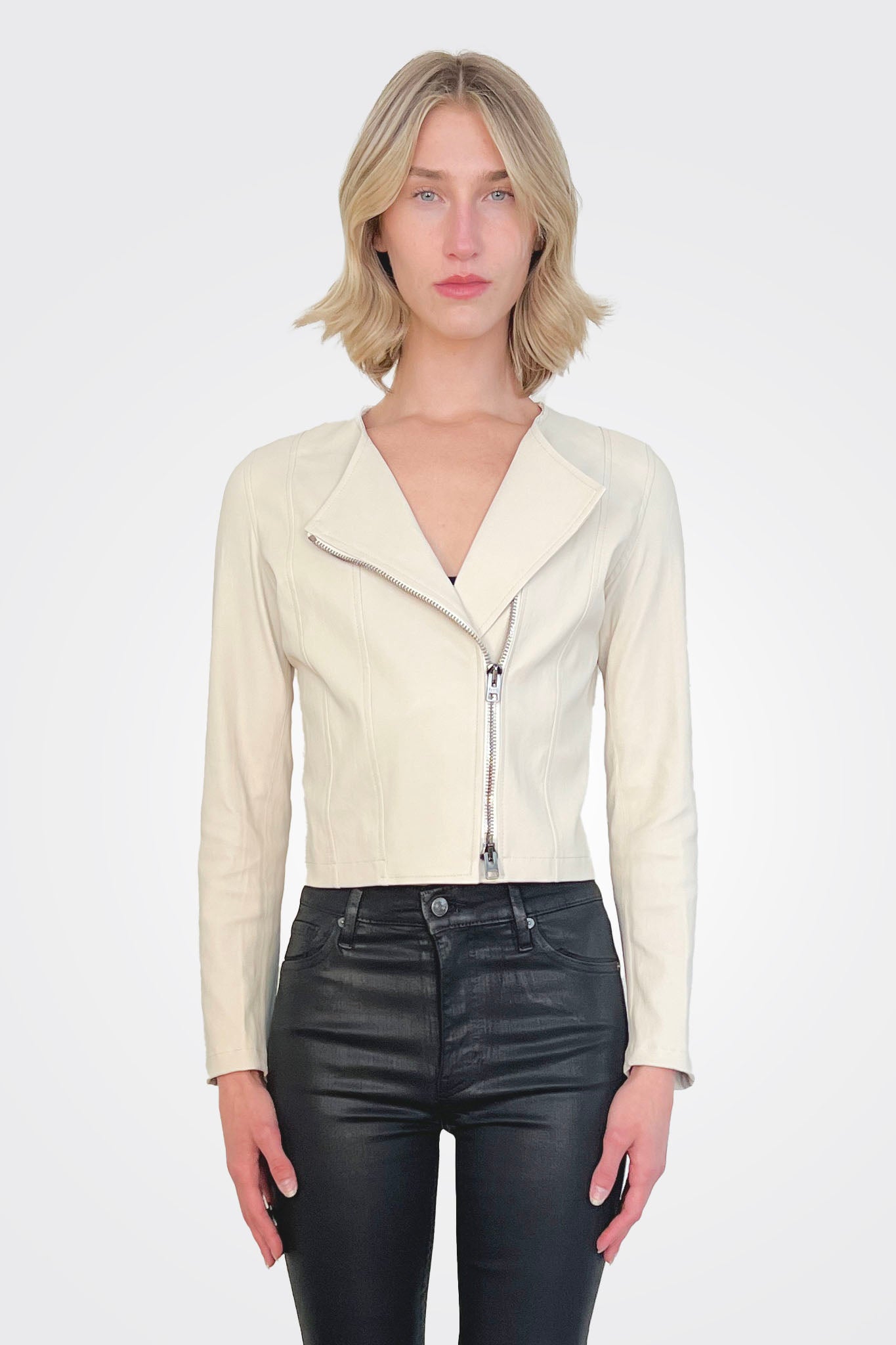 Anto Leather Jacket - Off White by Manto — alternate view