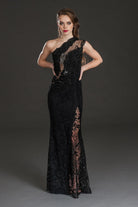 Embellished One Shoulder Gown - Black by Olvi's | 25 South Boutiques
