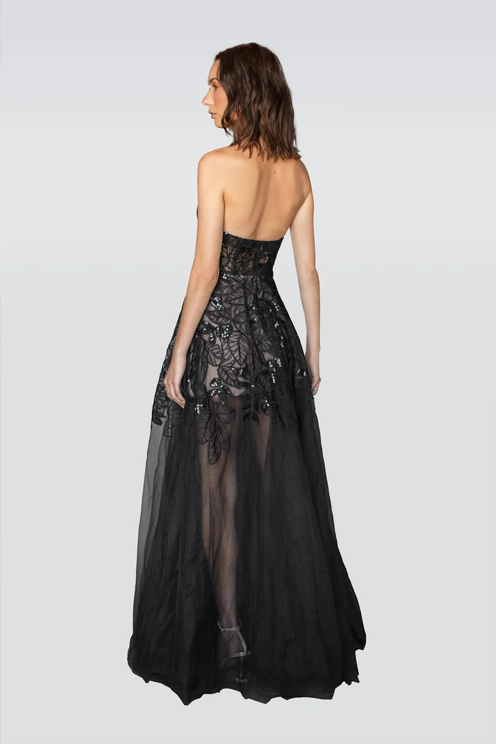 Nightflora Strapless Couture Gown - Black by Olvi's — alternate view