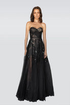 Nightflora Strapless Couture Gown - Black by Olvi's | 25 South Boutiques