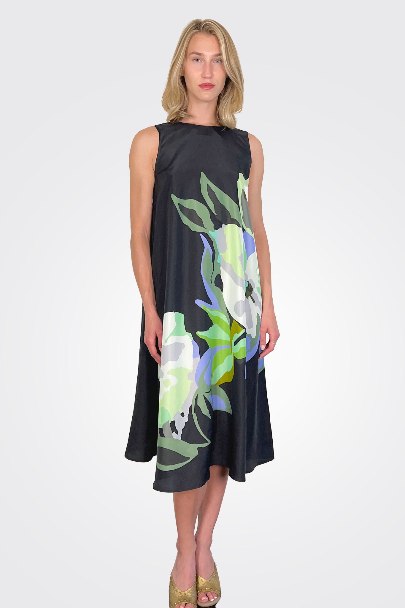 Short Sleeveless Floral Dress - Black Floral by Psophia | 25 South Boutiques