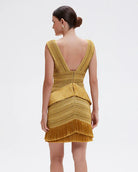 Pampas Fringe Mini Dress - Gold by PatBo — view 3