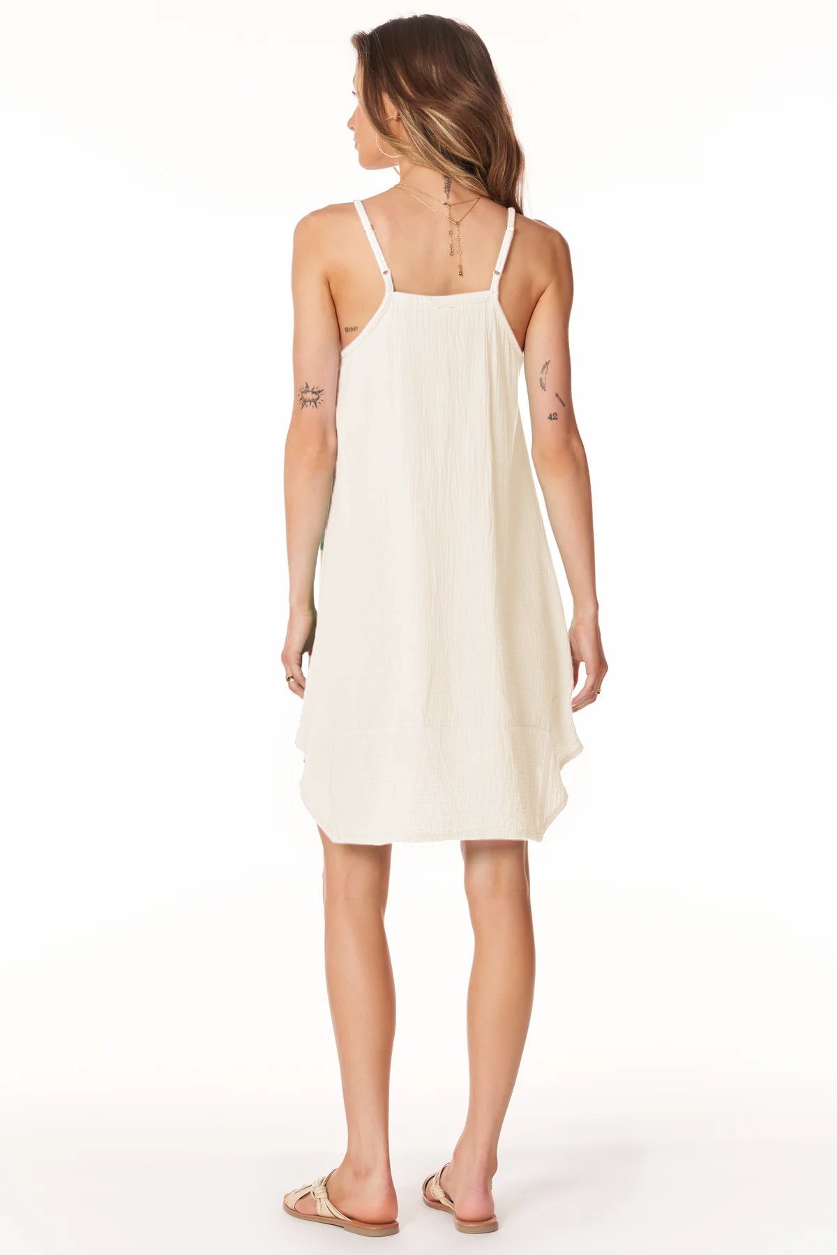 Asymmetrical Hem Dress - Parchment by Bobi — alternate view