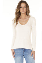Long Sleeve Raw Neck Tee - Parchment by Bobi | 25 South Boutiques