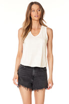 V Neck Seam Detail Tank - Parchment by Bobi | 25 South Boutiques