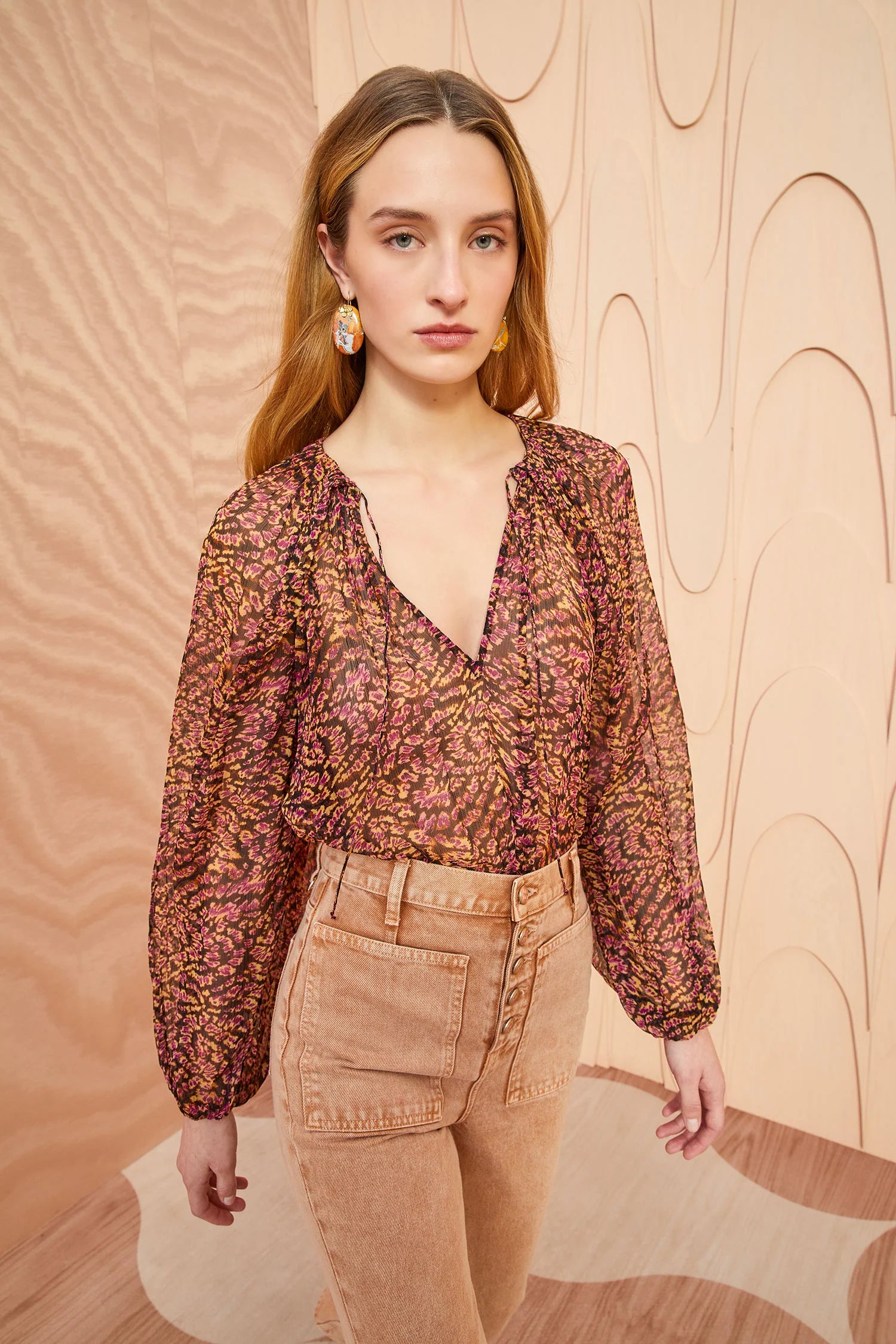 Pauline Blouse - Pomegranate by Ulla Johnson — view 3