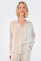 Silk Button Down Blouse - Pearl by Private 0204 | 25 South Boutiques