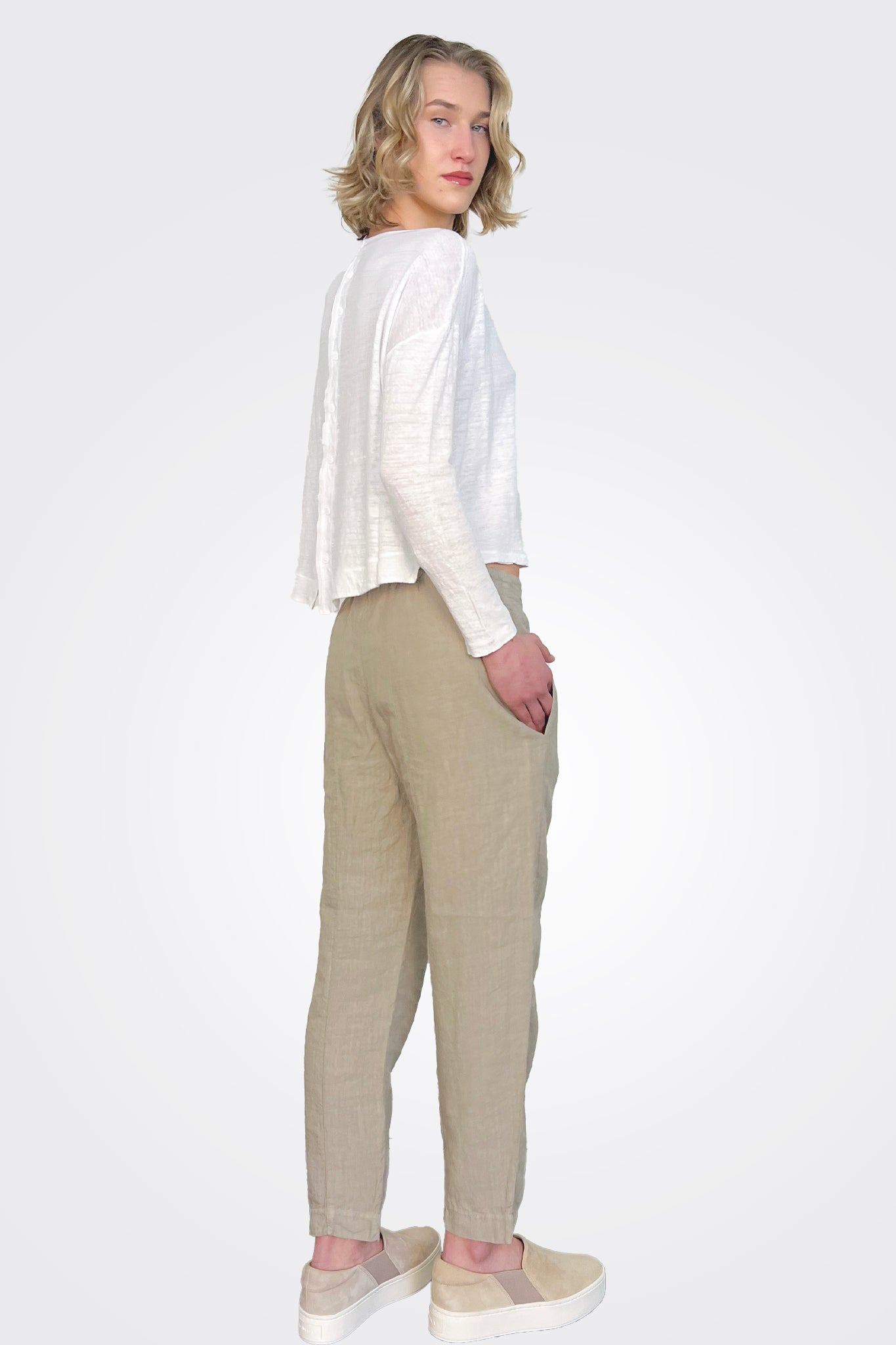 Linen Pocket Pants - Pearl Grey by Transit Par-Such — view 3