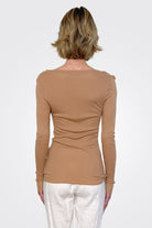 Rib Knit Henley - Pecan by Enza Costa — alternate view