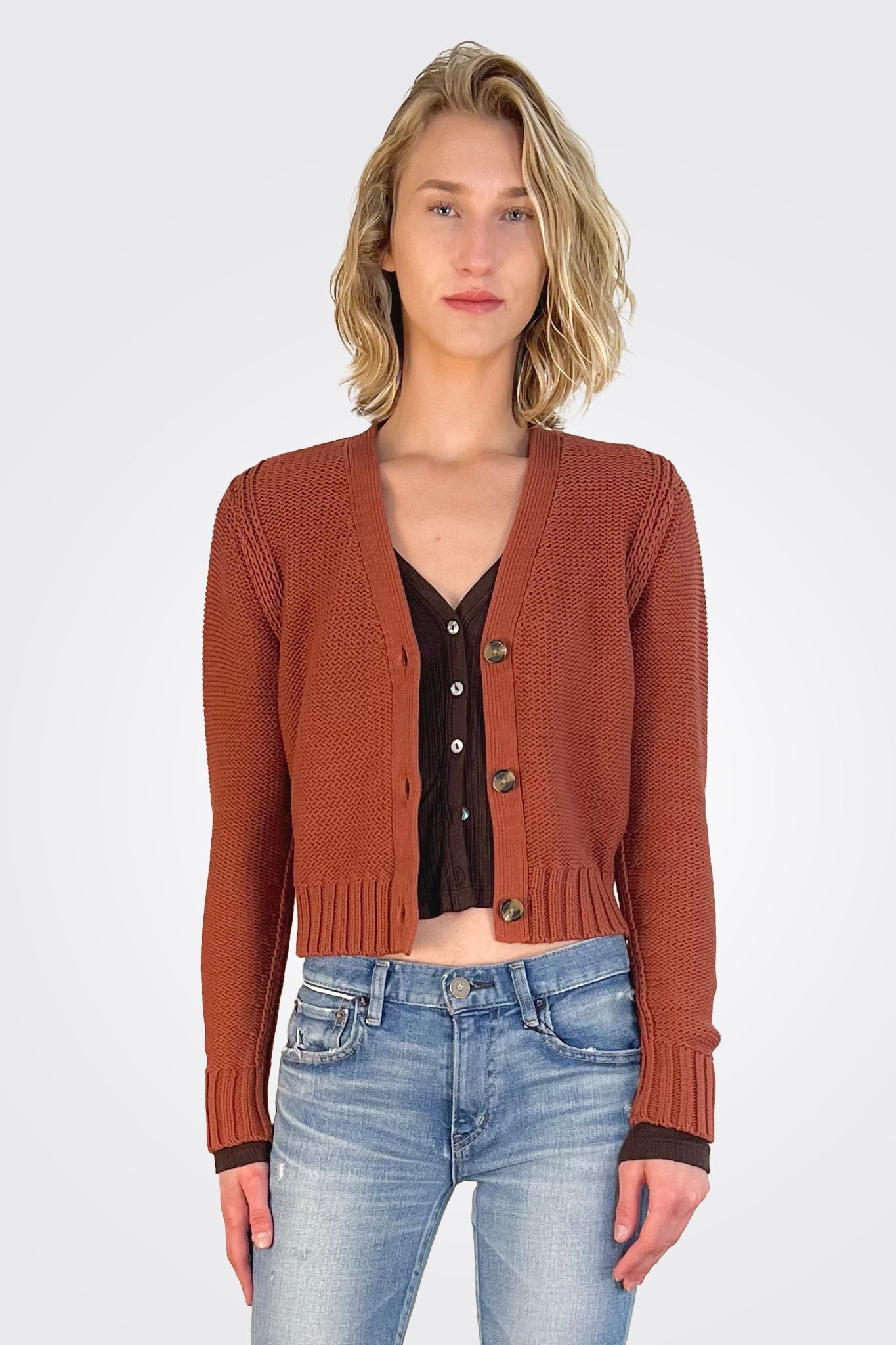 Fran Cropped Cardigan - Pecan by Michael Stars | 25 South Boutiques