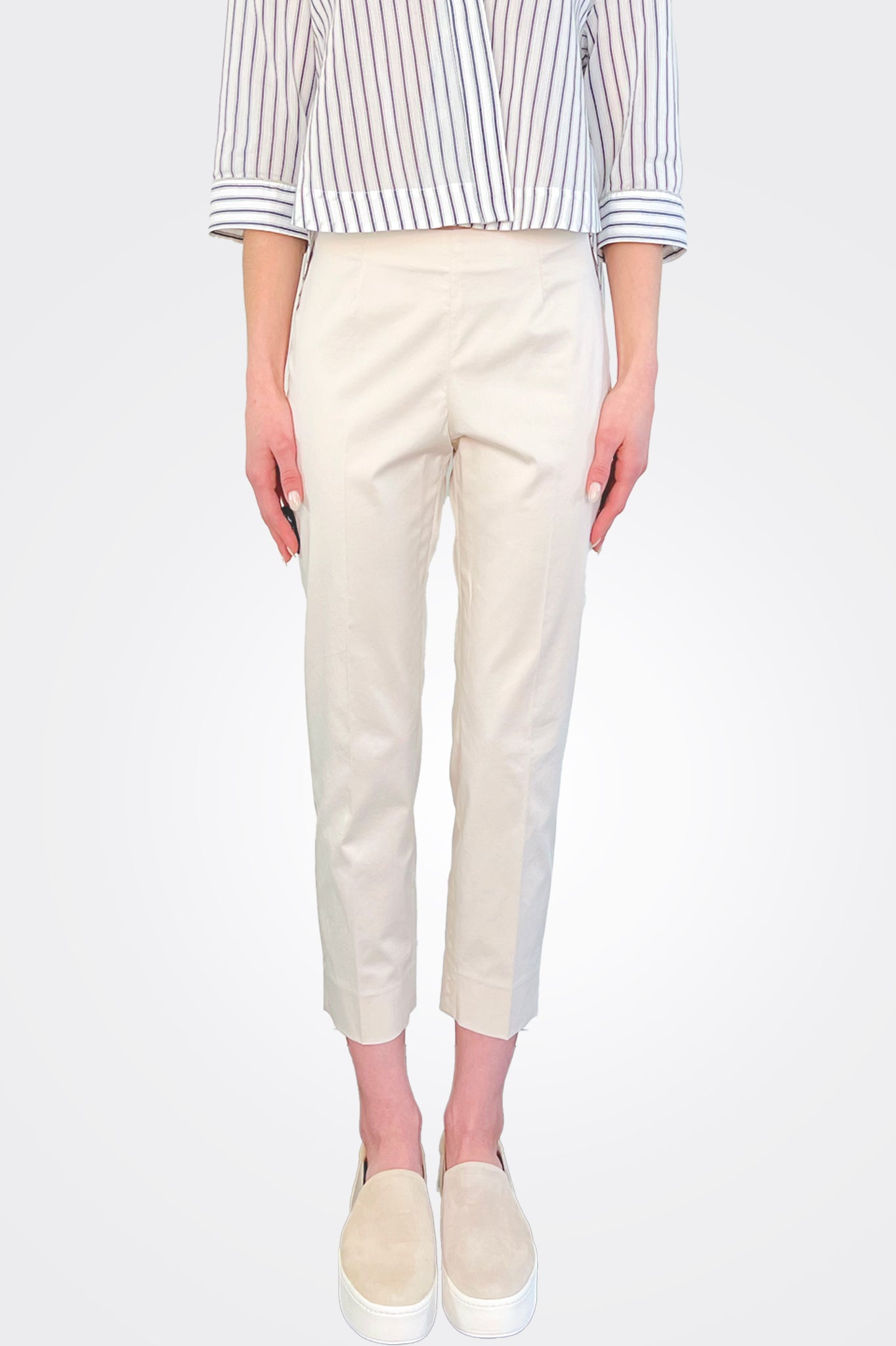 Super-Stretch Cotton Gabardine Trousers - Beige by Peserico — alternate view