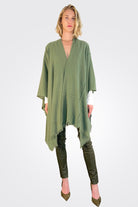 Stitch Detailed Poncho - Pesto by Private 0204 — alternate view