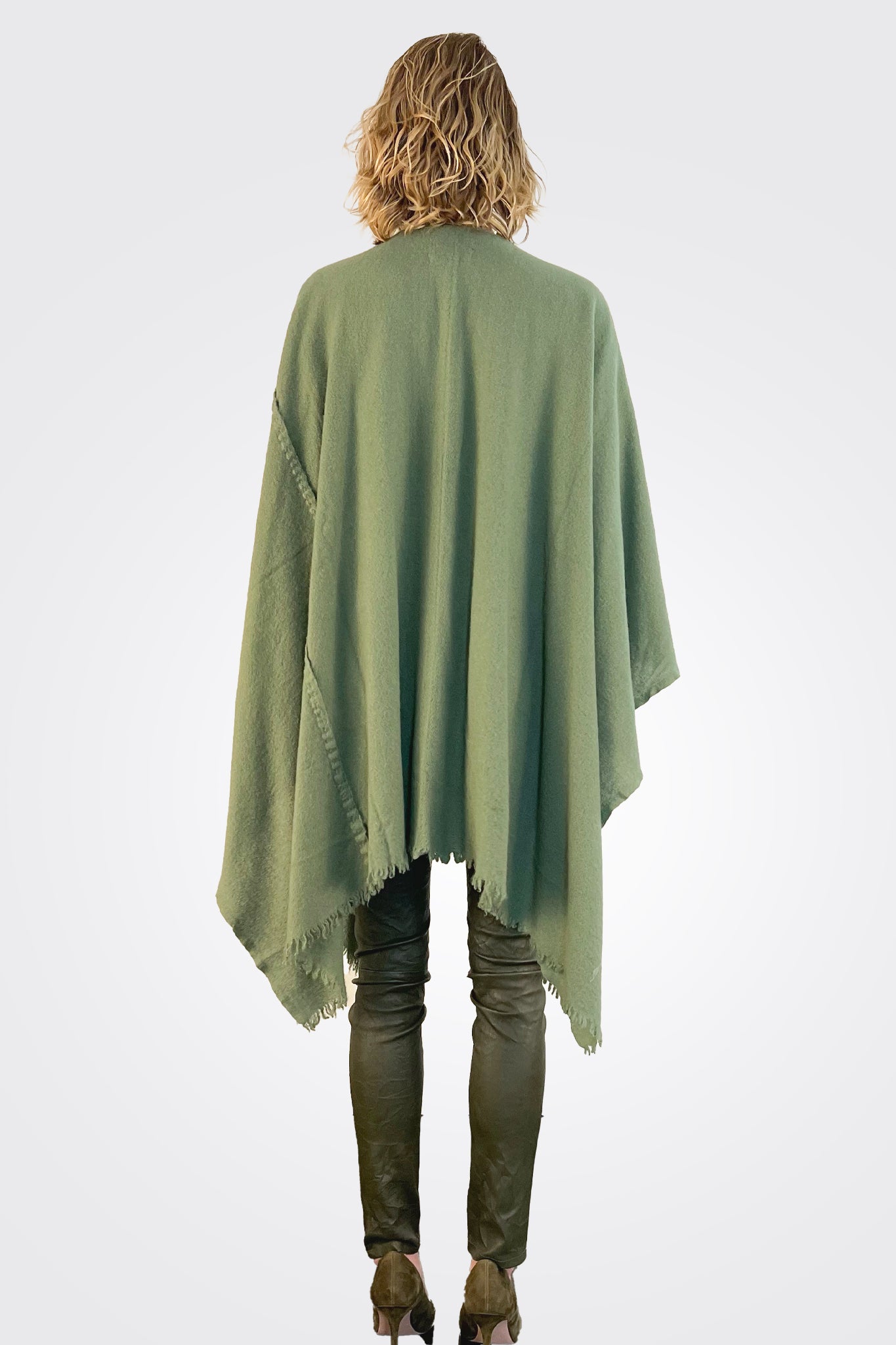 Stitch Detailed Poncho - Pesto by Private 0204 — view 3