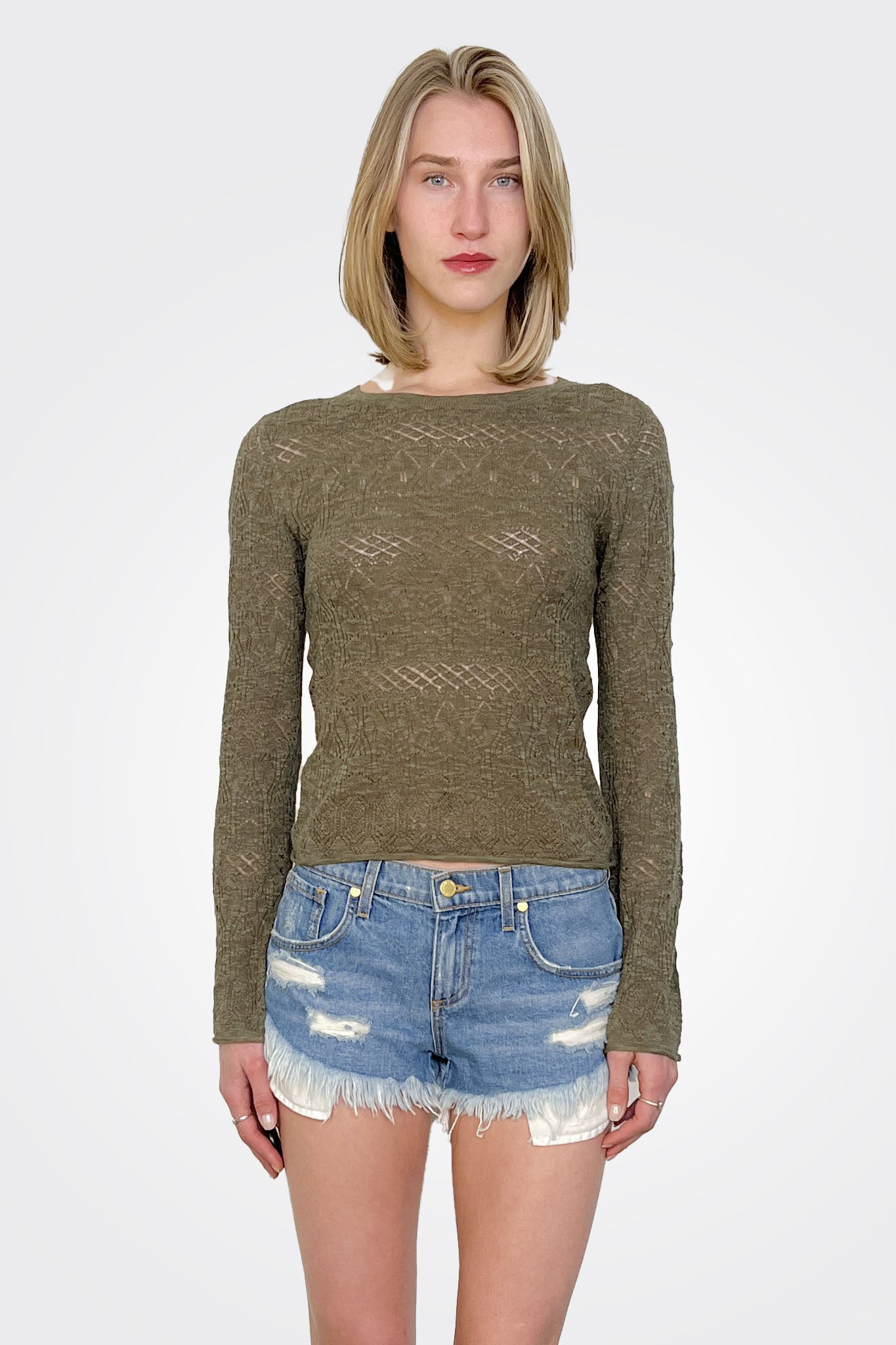 Pointelle Long Sleeve Top - Pesto by Bobi | 25 South Boutiques